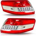 Outer Tail Lights Assembly Pair for 2010 2011 Toyota Camry OE Factory Style Red Taillights Rear Brake Lamps Left Driver and Right Passenger Side,Chrome Housing Clear Lens