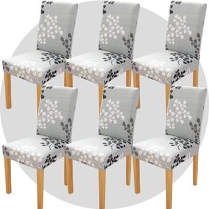Stretch Chair Covers Slipcovers Set of 6 Printed Stretchable Dining Chair Slipcover Washable Removable for Kitchen,Hotel,Restaurant (Yezhiqiu)