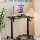 32" Small Electric Rolling Standing Desk Adjustable Height, Mobile Sit Stand up Desk with Lockable Casters for Home Office & Computer Workstation, Splice Board, 2 Hooks, Black Frame/Black Top, 31.5 X 23.6 Inch