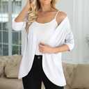 Yincro Women's Casual 3/4 Sleeve Cardigan Lightweight Soft Open Front Cardigans (White, XXXL)