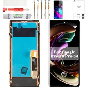 OLED for Google Pixel 6 Pro Screen Replacement 5g for Google Pixel 6 Pro Display Digitizer for Pixel 6 Pro G8VOU LCD Touch Screen Assembly with Frame GLUOG GF5KQ Black (with Fingerprint Function)