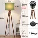 Buruis 60.6 Inch Walnut Wood Tripod Floor Lamp with Linen Drum Shade, Green