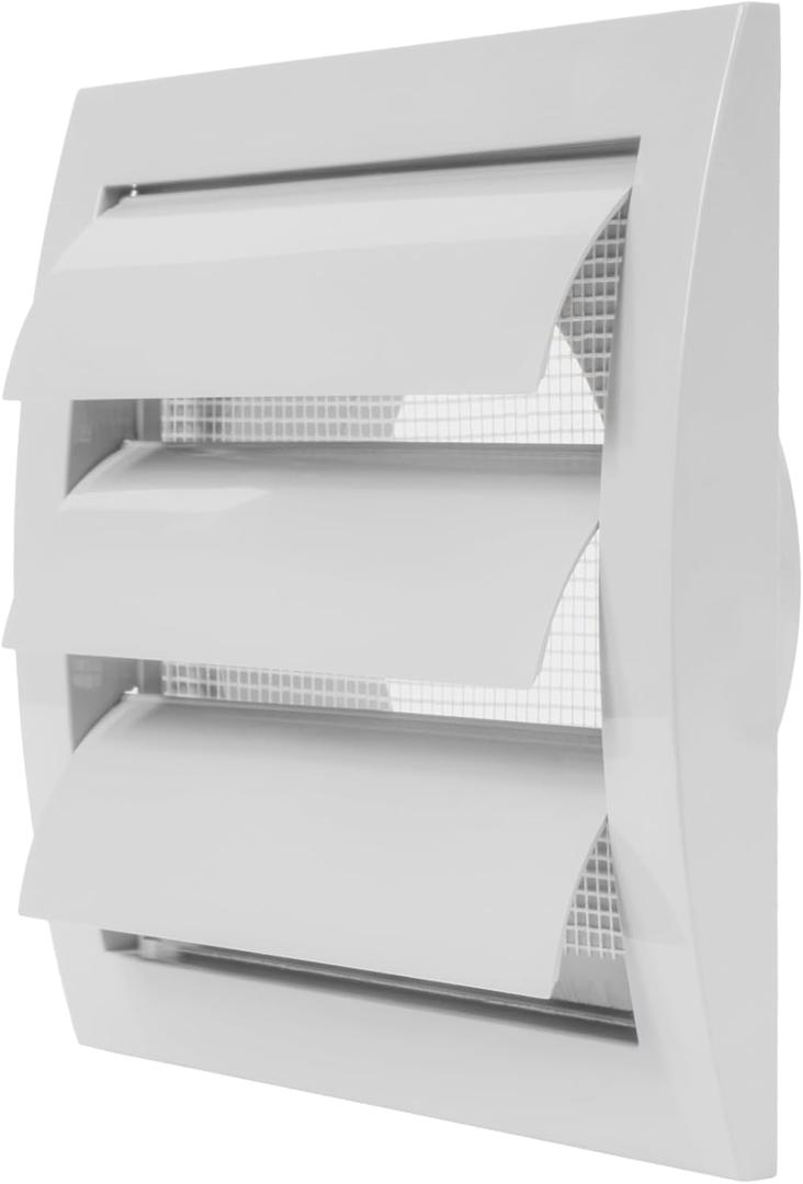 White Exhaust Hood Vent 4'' Inch with Built-in Pest Guard Screen and Flange, White, Air Vent Cover, HVAC Exhaust Vent Duct Cover, Exhaust Cap