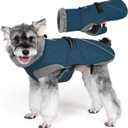 KYEESE Waterproof Dog Coat, Windproof Warm Winter Jacket with Thick Fleece Lined, Turtleneck Dog Coats for Small Dogs with Leash Hole, Reflective Outdoor Cold Weather Coat, Navy Blue, Medium