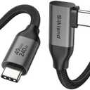 Silkland Right Angle USB 4 Cable for Thunderbolt 4 [3.3FT/1M], 40Gbps Data Sync, 8K/5K@60Hz, 240W Fast Charging, 90 Degree USB C Thunderbolt Cable, Compatible for MacBook, iPhone 17, iPad, SSD, Dock