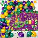 Mardi Gras Backdrop Masquerade Mask Glitter Photography Background Mardi Gras Masquerade Ball Party Decoration Supplies (8x6FT240x180cm)