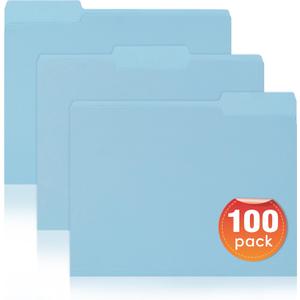 100 Packs File Folders Letter Size, 8.5 x 11 Colored File Folders 1/3 Cut Tab for Easy Labeling, for Home, Office, School Filing (290u)