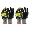 2 Pairs Safety Work Gloves,Impact Gloves for Men Women,Cut Resistant Non-Slip Heavy Duty Gloves with Nitrile Grip,Touch Screen Glove with Impact Protection for Mechanic Construction, XX-Large (Yellow)