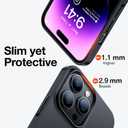 TORRAS [2X Tempered Screen Protectors OriginFit Case for iPhone 14 Pro Case Slim Fit with All-Round Protection, Super Thin Lightweight Hard Phone Case-6.1 Inch, Matte Black