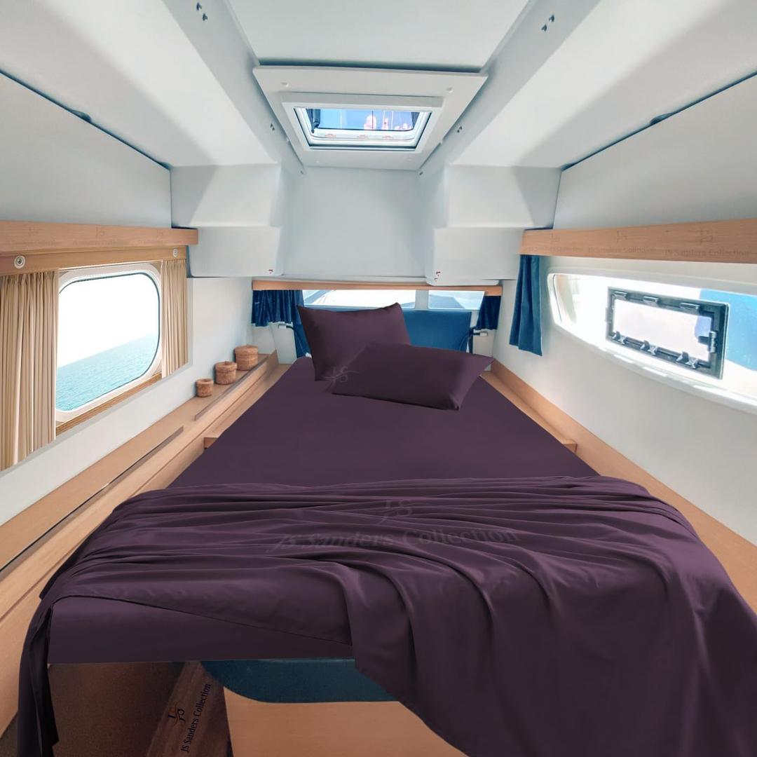 JS Sanders Collection 100% Egyptian Cotton Universal V Berth 4 Piece The Best Boat V Berth Bedding Fits mattresses up to 8 Depth Sheet Set - 600 TC Plum JS Sanders Collection 100% Egyptian Cotton Universal V Berth 4 Piece The Best Boat V Berth Bedding Fits mattresses up to 8 Depth Sheet Set - 600 TC Plum
