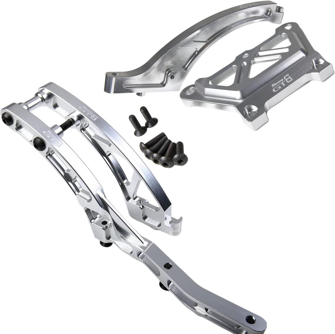 CNC Aluminum 1/5 RC Car LOSI DBXL 2.0 Gas Car Top Plate Front + Rear Chassis Brace Bracket Upgrade Part (Top Plate+Front Rear Chassis Brace Silver)