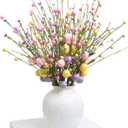 Easter Flowers and Easter Stems Artificial Easter Flowers Egg Stems Easter Floral Picks 8 Pack for Easter Egg Tree Vase Centerpiece Windowsill Decor Suitable for All Seasons
