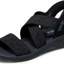 Skechers Women's Arya-Very Demure Hands Free Slip-ins Wedge Sandal (9, Black/Black)