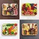 Bamboo Charcuterie Boards with Lid, Travel Portable Cheese Board & Serving Tray with Clear Cover, Charcuterie Boxes for Picnic, Kitchen, Housewarming Gifts for Women & New Home (6 Compartments)