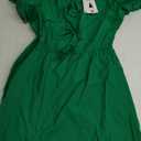 ZESICA Women's Summer Short Sleeve Tie Front Mini Dress Cute Babydoll Ruffle Pleated A Line Tunic Dresses Size Small