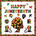 61Pcs Happy Juneteenth Bulletin Board Decorations Set June 19th Freedom Day Classroom Door Wall Chalkboard Decor for Classroom School African Afro American Festival Supplies
