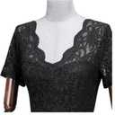 MISSMAY Women's Vintage V-Neck Floral Lace Contrast Chiffon Prom Party Dress (Black, XL)