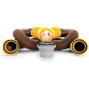 Camco 39667 Revolution 20' Sewer Hose Kit with Swivel Fittings and Wye Connector - Ready To Use Kit with Fittings, Hoses, and Storage Caps, Great For RVs with Separate Tank Valves