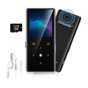 128GB MP3 Player with Bluetooth 5.2, AiMoonsa Music Player with Built-in HD Speaker, FM Radio, Voice Recorder, HiFi Sound, E-Book, Earphones Included