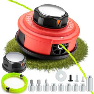 Upgraded Weed Eater Head with Steel Knob,Easy Feed Trimmer Head Weed Wacker Head for Echo,Stihl,Dewalt,String Trimmer Replacement Head with 12ft 095" Trimmer Line,11 Adapts,Simple Tap& Go (Orange)