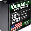 Samsill Durable 5 Inch 3 Ring Binder, D Ring Binder, Customizable Clear View, Black, Holds 1070 Pages