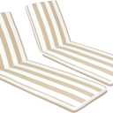Chaise Lounge Cushions Outdoor, Waterproof & Fade-Resistant Lounger Cushions for Patio Furniture, Pool, Lawn - 74'' x 22'' x 3'', Set of 2 (Beige White Striped)