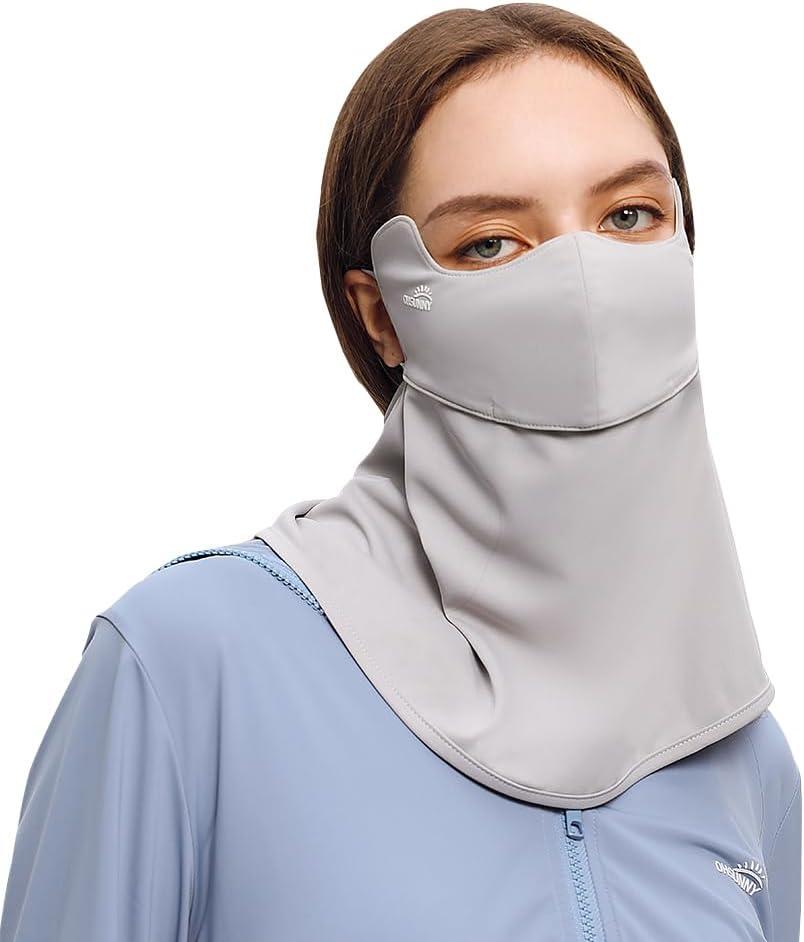 Sun Protection Face Mask Women UPF 50+ UV Balaclava Face Cover Scarf Neck Gaiter Running Cycling Outdoor SLF5M119T (Grey)