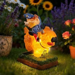 Garden Gnome Statue - Garden Gnome Riding Highland Cow - 6.7 Inch Tall Lawn Figurine - for Outdoor or House Decor - Funny Yard & Patio Decoration
