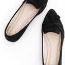 MUSSHOE Women's Flats Dressy Pointed Toe Comfortable Bowknot Ballet Flats Shoes (7, Black White)