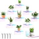 Yalikop 10 Pieces Small Floating Shelves for Wall 4'' Acrylic Mini Wall Shelf Acrylic Display Shelf Clear Hanging Shelves Room Decor for Bedroom, Bathroom, Living Room, Office (Rainbow Color)