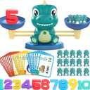 Dinosaur Math Balance Toys - Montessori Toys for 3 Years Old Kids, Learning and Educational Toys for Boys and Girls - Birthday Gifts for 4 5 6 7 Year Old Boys (Basic Green)