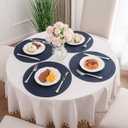 SHACOS Round Placemats Set of 8 Washable 15 inch Round Table Mats Cotton Polyester Woven Braided Place Mats for Dining Table, Navy