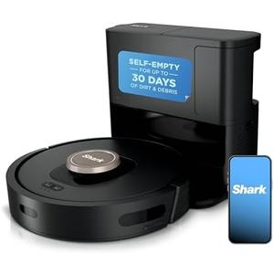Shark AV2501AE AI Robot Vacuum with XL HEPA Self-Empty Base, Bagless, 60-Day Capacity, LIDAR Navigation, Perfect for Pet Hair, Compatible with Alexa, Wi-Fi Connected, Carpet & Hard Floor, Black