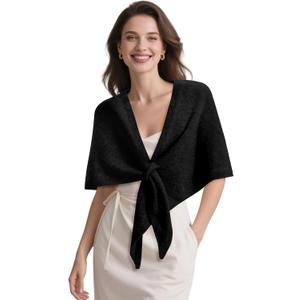 Pashmina Wraps for Women Poncho Shawls for Evening Dresses Top Casual Knitted Triangle Cashmere Scarf for Fall Winter (Brown)