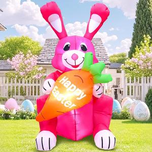 KOOY 4FT Easter Bunny Inflatables Outdoor Decoration, Inflatable Easter Bunny Yard Decorations, Blow up Easter Decorations Outdoor for Lawn Garden Holiday Decor