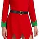 Syhood 5 Pcs Christmas Elf Costume Kids Girls Velvet Elf Costume Santa's Helper Outfit with Hat Shoes Belt Striped Stockings, No Size