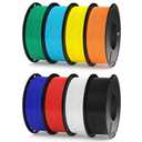 ELEGOO 250g PLA Plus Filament Bundle 1.75mm, 8 Colors 3D Printer Filaments Dimensional Accuracy +/- 0.02mm, 8 Pack 250g Spool, Black/White/Red/Dark Blue/Orange/Yellow/Sky Blue/Sea Green