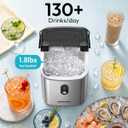EUHOMY Nugget Ice Maker Countertop with Handle, Ready in 6 Mins, 34lbs Per Day, Removable Top Cover, Auto-Cleaning, Portable Sonic Ice Maker with Basket and Scoop, for Home/Party/RV/Camping (Silver)