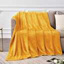 BEDELITE Fleece Blanket - 3D Ribbed Jacquard Decorative Yellow Throw Blanket for Couch & Bed, Lightweight Warm Cozy Soft Fuzzy Blankets All Seasons Suitable 50x60 inches