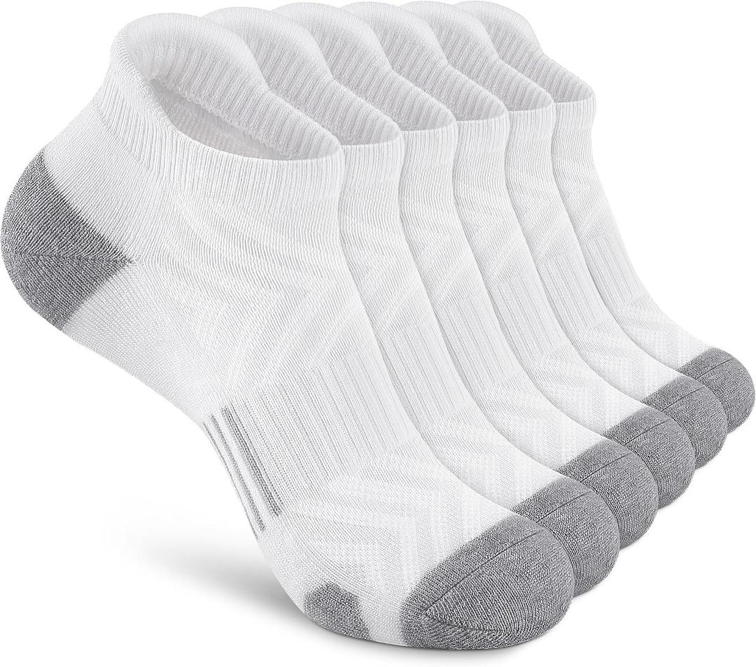 Felicigeely Ankle Athletic Running Socks Low Cut Sports Socks Breathable Cushioned Tab Socks for Men Women 6 Pairs, Size: 9-12