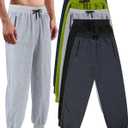 Chuarry 5 Pack Boys Sweatpants Youth Jogger Kids Lightweight Fleece Active Athletic Pants with Zipper Pocket Drawstring (Medium)