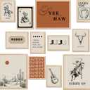 TwoDays Western Wall Decor, Retro Southwest Wall Art, Wild West Cowboy Rodeo Posters, Vintage Country Howdy Prints for Home Living Room Bedroom (Multi Sizes, 8" X 10" Largest, Set of 12, UNFRAMED)