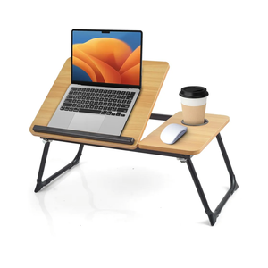 Lap Desk for Couch/Sofa/Floor, 5-Angle Adjustable Bed Desk with Foldable Legs &Cup Holder, Light Weight Bed Tray Table for Writing/Eating/Reading, Portable Laptop Stand for Adults, Kids