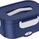 3-in-1 Electric Lunch Box with Insulated Bag ＆ Fork Spoon, Leak-Proof, 60W Fast Heating, 1.5L Large Capacity Food Warmer for Car, Travel & Office(Blue,12v/24v/220v)