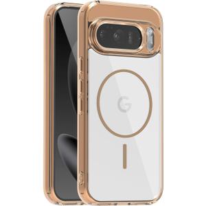 Lunivop Compatible with Google Pixel 10 Pro XL Case 6.8 '' Clear [Compatible with Magsafe Wireless Charging ] Magnetic Yellowing Resistant for Pixel 10 Pro XL Rugged Cases Gold