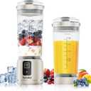 Portable Blender for Smoothies and Shakes, 18oz Rechargeable Electric Personal Juicer Cup with Dual Mode, 6 Sharp Blade Drink Mixer Bottle with Leakproof-Lid & Sip Spout for Kitchen/Travel/Gym (White)