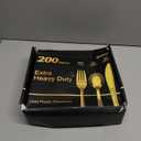 Dealusy 200 Count Heavy Duty Gold Plastic Silverware, 100 Forks, 50 Spoons, 50 Knives, BPA-Free, Heat Resistant, Disposable Plastic Utensils Set Cutlery Set, Plasticware Bulk