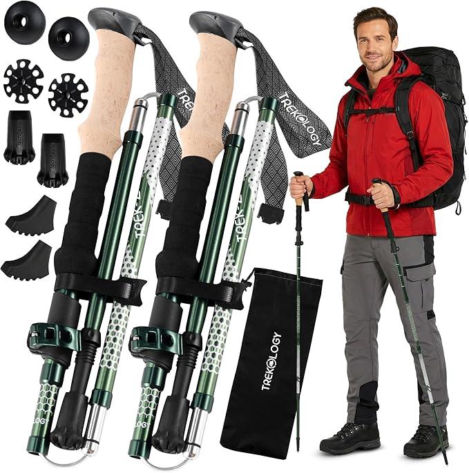Trekology Trek-Z Collapsible Hiking & Trekking Poles - Balance Support for Seniors, Women, and Men, 2pc Per Set (100 -120cm for Height: 411" to 5'10")
