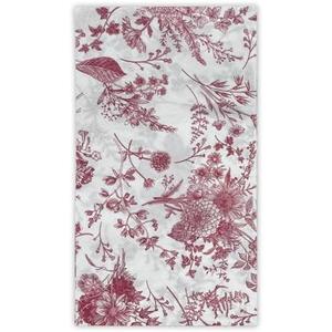 WRAPAHOLIC 25Pcs Burgundy Floral Guest Napkins - Guest Disposable Hand Towels for Bathroom, Bridal and Baby Shower, Tea Party, Garden Party, Birthday Party - 4.3 x 7.9 In