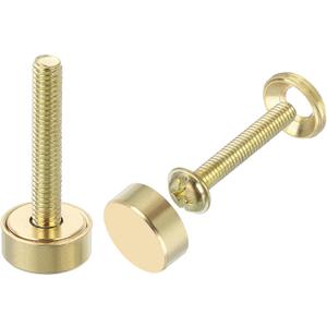 uxcell 8Pcs Brass Decorative Screws with Caps, 12 mm Mirror Screws Cap Cover Nails Fasteners for Decorative Mirror Furniture, Gold